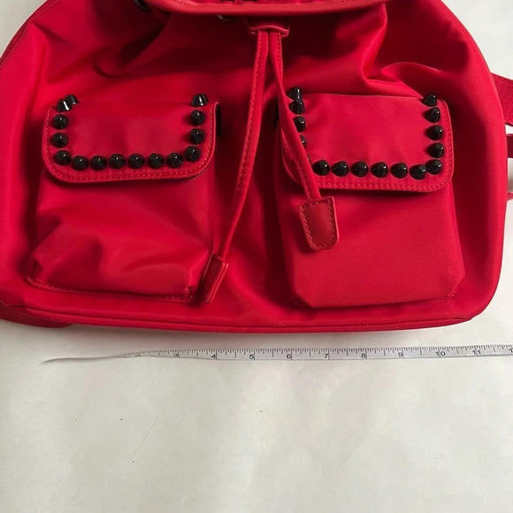 V 1969 Italia Bright Red Fabric Nylon Studded Backpack Bag NWT Medium Purse main image 4